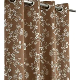 UrbanArts Brown & White Floral Black Out Door Curtain-picture-14