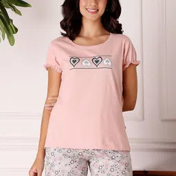 Bodycare Women Cotton Floral Printed T shirt & Shorts Night suit-image-85