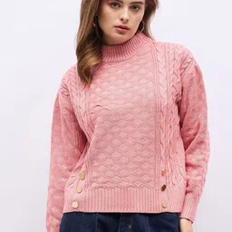 Styli Women Round Neck Short Length Sweater With Front Buttons image 3