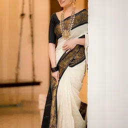 Moda Rapido Woven Design Zari Silk Blend Handloom Banarasi Saree-picture-29