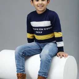 TRENDY WORLD Boys Self Design Ribbed Wool Long Sleeves Sweaters image 4