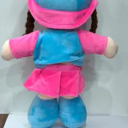 duggutoys Adorable Soft Plush Doll with Blue Hat and Pink Dress - 45 cm image 2