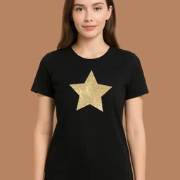 MORDEN MUSE Graphic Printed Round Neck Cotton T-shirt-image-96