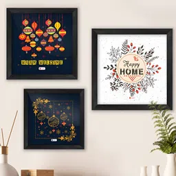 Indigifts Set Of 3 Black & White Wooden Wall Paintings-picture-19