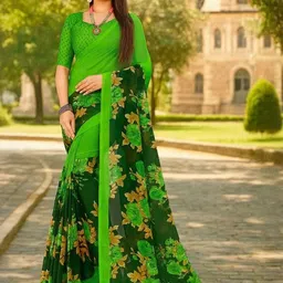 KALINI Floral Printed Saree With Blouse Piece-picture-37