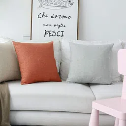 Khooti Orange Set of 2 Striped Square Cushion Covers image 2