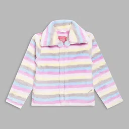 Blue Giraffe Girls Striped Longline Parka Jacket-picture-49