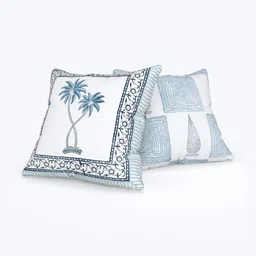 BLOCKS OF INDIA Grey & White 5 Pieces Floral Cotton Square Cushion Covers image 5