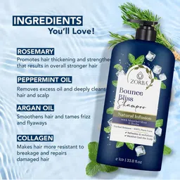 Zorba Bounce Bliss Shampoo For Smooth Hair - 1 L image 3