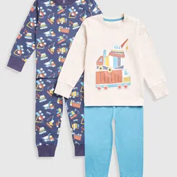 mothercare Boys Pack of 2 Graphic Printed Pure Cotton T-shirt with Pyjamas-picture-16