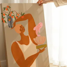 ASIAN MONK Multicoloured Single Piece Wood Floral and Botanical Wall Paintings image 2