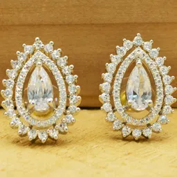 JEWELOPIA Silver-Plated Brass American Diamond Studs-picture-37