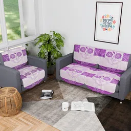 Aura Purple & Off White Cotton Sofa Cover-picture-31