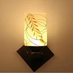 SOMIL Set Of 2 Brown & White Printed Wood Traditional Rectangle Shaped Wall Lamp image 2