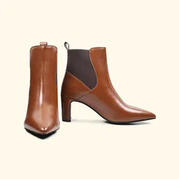 yoho Women Pointed Toe Slip-On Block-Heeled Chelsea Boots-picture-27