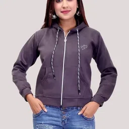 FNOCKS Women Front-Open Hooded Sweatshirt image 3