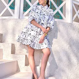 HOUSE OF FETT Print A-Line Mini Dress image 1