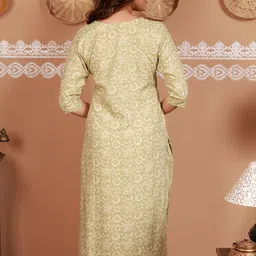 NEED APPARELS Women Ethnic Motifs Printed Regular Pure Cotton Kurta with Trousers image 2