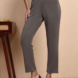 FITHUB Women High-Rise Wrinkle Free Formal Trousers-picture-0