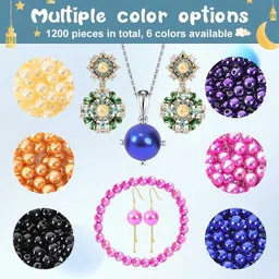 serplex 1200Pcs DIY Beading Craft Kit 6 Color Round Beads 6mm Resin Beads for Jewelry image 4