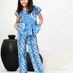 BAESD Girls Printed Square Neck Pure Cotton Top With Trousers-picture-31