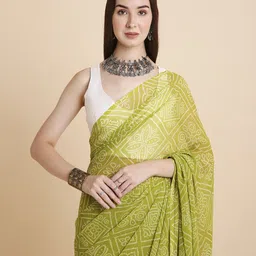 RATAN Bandhani Poly Chiffon Saree image 4