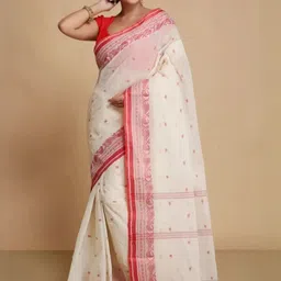 SUTAYAN Ethnic Motifs Pure Cotton Handloom Taant Saree-picture-22