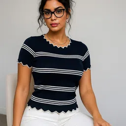 sollobell Women Striped Round Neck Casual Top-image-95