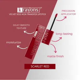 krayons Set Of 3 Velvet Kiss Lipstick - 3.5 ml Each-Burnt Maroon-Scarlet Red-Burgundy image 4