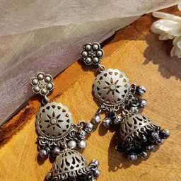 Janpath Online Dome Shaped Oxidised Jhumkas-picture-34