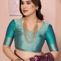 WOVENSTOCK Floral Woven Design Zari Kanjeevaram Saree image 4