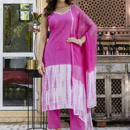 Anouk Rustic Women Dyed Regular Pure Cotton Kurta with Trousers & With Dupatta-image-81
