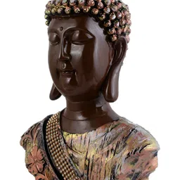 Aura Brown & Gold-Toned Buddha Idol Showpiece image 3