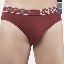 Sporto by Macho Men Pack Of 4 Low-Rise Pure Cotton Briefs Sporto_M1010-B1-CH1-Dnm1-M1-S-picture-32