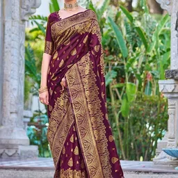 WOVENSTOCK Ethnic Motifs Zari Pure Silk Heavy Work Kanjeevaram Saree-picture-20