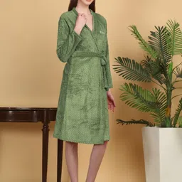 KLOTTHE Self Design Wool Bath Robe With Belt image 5