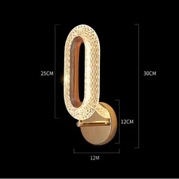 MFD HOME FURNISHING Gold-Toned Rectangle Shaped Textured Acrylic Crystal LED Wall Lamp image 4