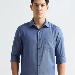 Arrow Men Textured Auto Press Pure Cotton Formal Shirt image 1