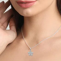 Utkarsh Women Silver-Plated Sparkle Flower Design Cubic Zirconia Locket-picture-38