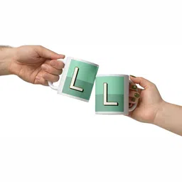 Mr UVD White & Green Typography Printed Ceramic Glossy Mugs 350 ml image 2