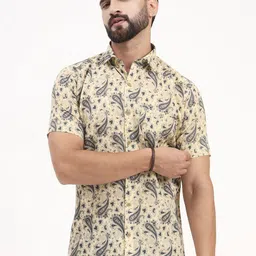 MILLENNIAL MEN Men Comfort Fit Ethnic Motifs Printed Spread Collar Cotton Casual Shirt-picture-20