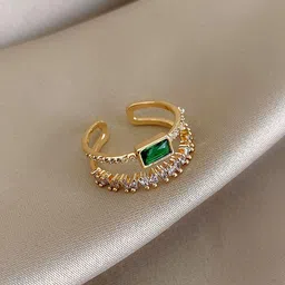 Designs & You Gold-Plated Stainless Steel Stone-Studded Adjustable Finger Ring-picture-40