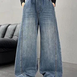 LULU & SKY Girls Wide Leg High-Rise Light Fade Jeans-picture-28