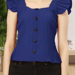 YANAMORA Women Flutter Sleeve Ruffles Top image 3