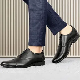 Inflation Men Leather Pointed Toe Cushioned Footbed Formal Oxfords Shoes image 3