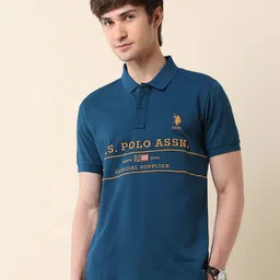 U.S. Polo Assn. Brand Logo Printed Polo Collar Pure Cotton Slim Fit T-shirt-picture-57