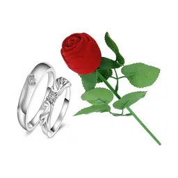 SILVERISH Set Of 2 Stone-Studded Finger Ring image 1