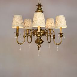 Fos Lighting Gold-Toned Printed 5-Light Chandelier Aluminium Ceiling Lamp-picture-38