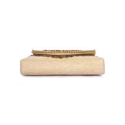 The Purple Sack Boho Gold Beige Clutch with Detachable Chain image 5