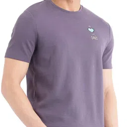 RARE RABBIT Men Solid Round Neck Cotton T-shirt image 5